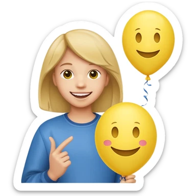 Teen with smiley-face balloon sticker