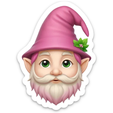 fantasy woodland gnome with green hat sticker