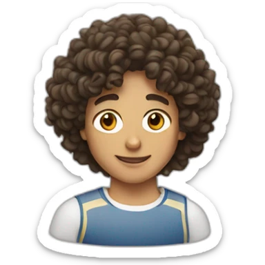 Gilles with curly hair and madrid sticker