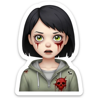 Zombie girl with very short hair sticker