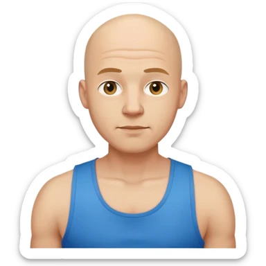 bald man in blue tank sticker