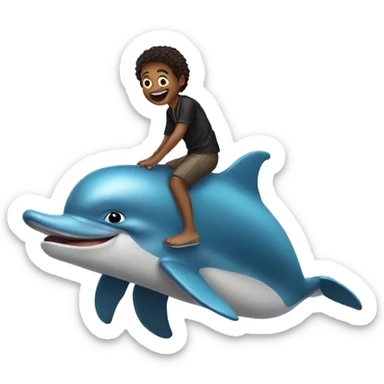 A midget riding a dolphin sticker