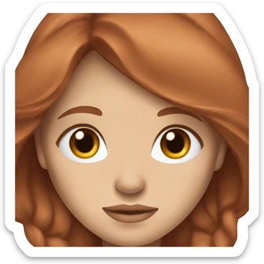 beautiful woman, long red-brown hair, blue eyes, beige skin sticker