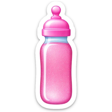 Pink baby bottle with glitter  sticker
