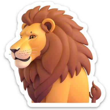 FULL BODY panthera leo male style wild, full flat cute side profile design in 3d soft l centered composition cartoon style128x128 pixels

 sticker