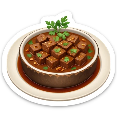 a plate of beef rendang sticker