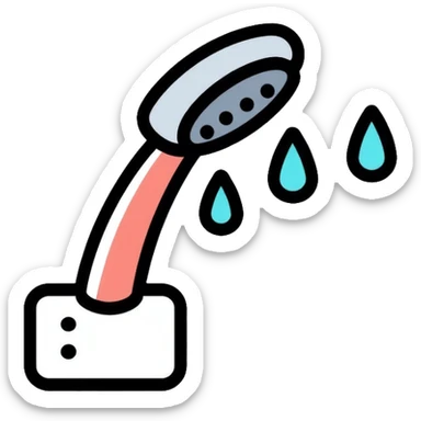 shower head with water drops sticker