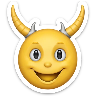 Happy smiley face with horns sticker