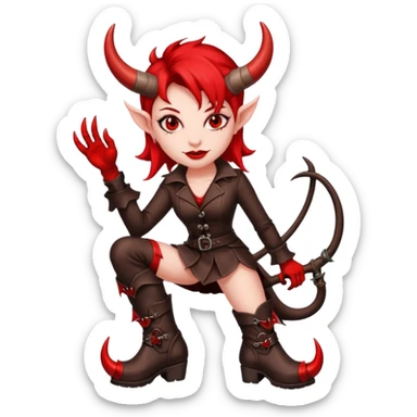 I need a female devil wearing leather boots emoji sticker
