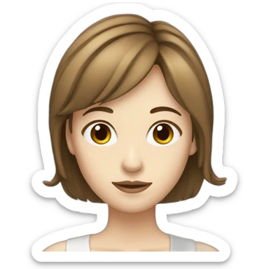 pale woman with brown hair and side bangs sticker
