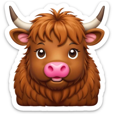 highland cow with heart eyes sticker