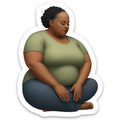 Plus size bald black woman meditating sticker
