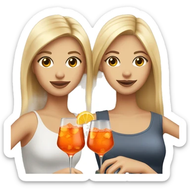 Two girls one blonde and one brown hair drinking aperol sticker