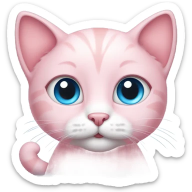 Cute pink cat with blue eyes sticker