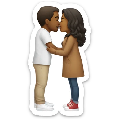 romantic kiss in casual attire sticker