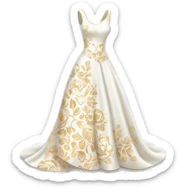 White and gold wedding dress with floral pattern on it  sticker