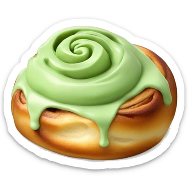 Cinnamon Roll with green pistachio cream on top  sticker