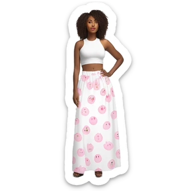 white with soft pink accents Maxi skirt sticker
