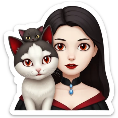 vampire with white cat on shoulder sticker