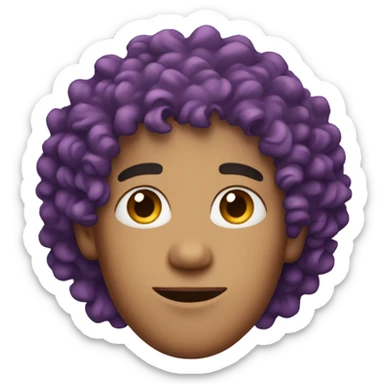 Purple curly hair, young man, earring. sticker