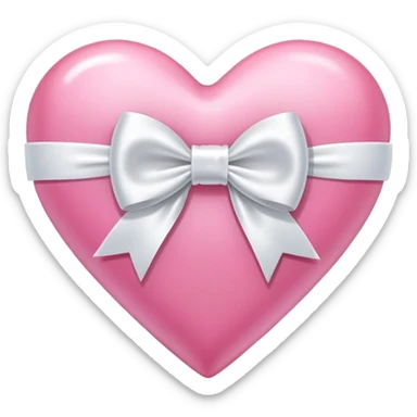pink heart with white bow  sticker