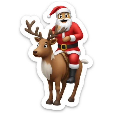 santa riding a reindeer  sticker