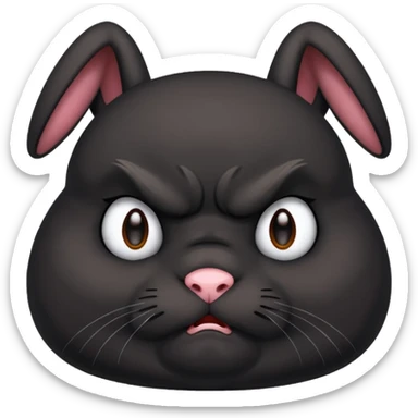 Angry chubby black bunny sticker