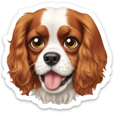 A cavalier King Charles spaniel pulling a crash face sticker
