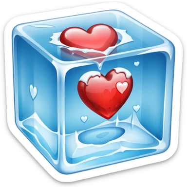 ice heart in cube ice sticker
