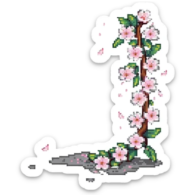 Cherry blossom design with falling petals sticker