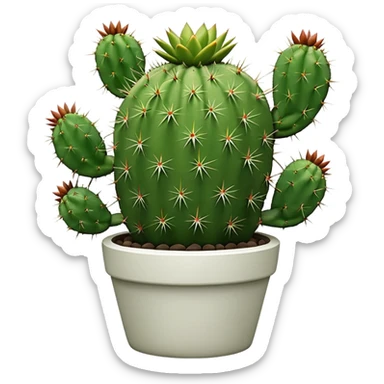 Cactus + white pot, Window Plants sticker
