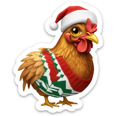 Chicken with a Christmas jumper sticker