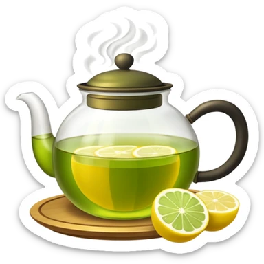fresh green tea and lemons sticker