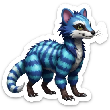 Sharp realistic Colorful translucent glowing Trico-Sergal-Furret-Ferret-Wolverine-Vernid-furry-fursona-fusion-Fakemon-animal-hybrid-creature, full body sticker