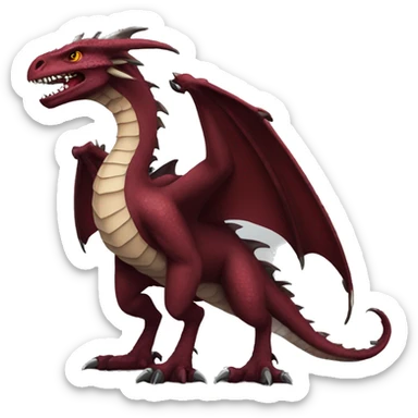 Cool edgy badass Maroon dragon-raptor with darker mane sticker