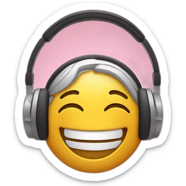 Happy emoji using headphones enjoying music sticker