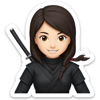 i need girl ninja smile with long dark brown hair sticker