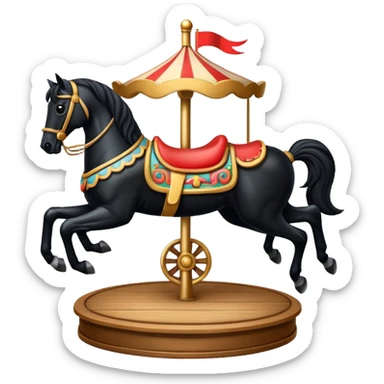 carousel, black horse sticker