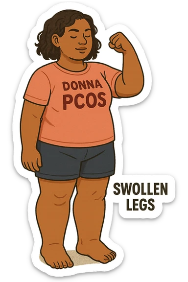 dONNA CON PCOS CHE COMBATTE LE SUE GAMBE GONFIE FORMATO VERTICALE SENZA SFONDO sticker