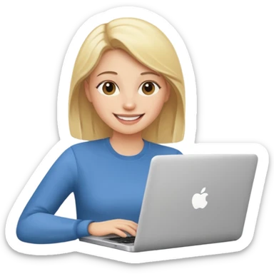 create an emoji of a woman working on her laptop. She is blond and young. sticker
