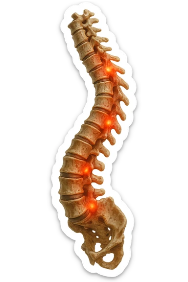 spina dorsale infiammata e storta, scoliosi, iperrealistico 4k sticker