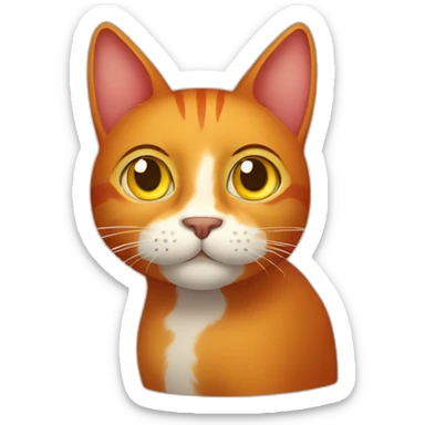 A Literally red cat with a white spot on his face with yellow eyes sticker