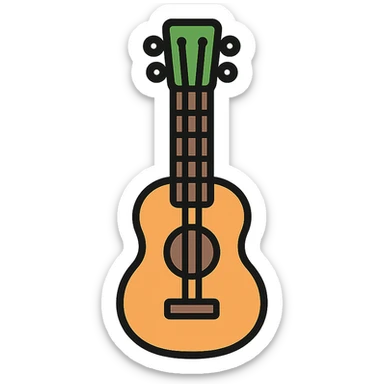 ukelele, lineal color icon, clean and modern style sticker