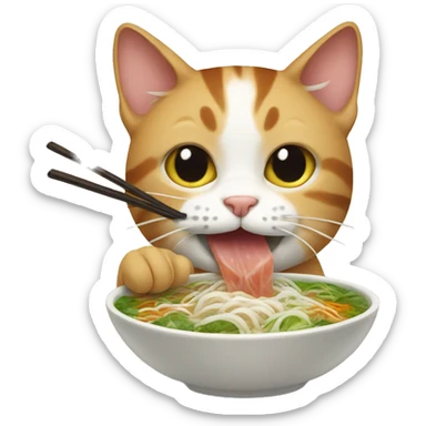 Cat eating pho sticker