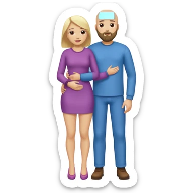 Bald Man with a beard having sex with a blonde woman full body sticker