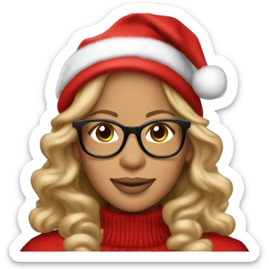 Mariah Carey wearing Christmas clothes and black glasses  sticker