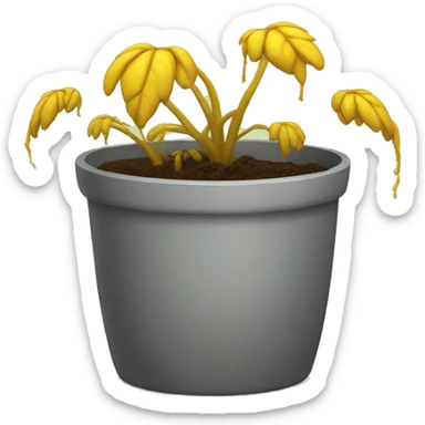 yellow dead sick plant in a pot sticker