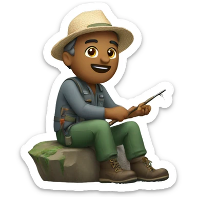 Man fishing sticker