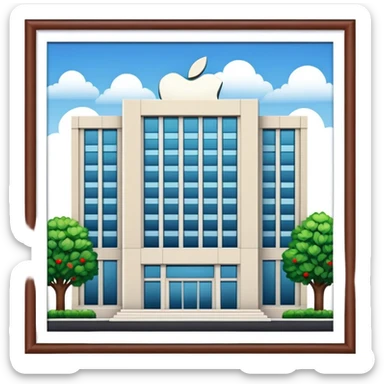 apple brand company building sticker