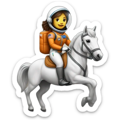 Female Astronaut riding a horse sticker